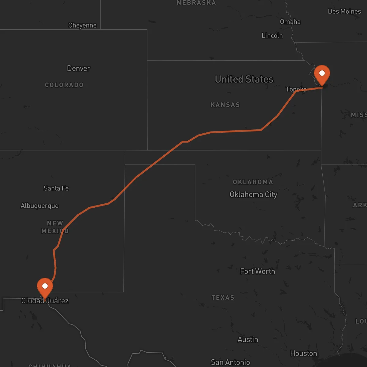 Ruta Ciudad Juárez - Kansas City