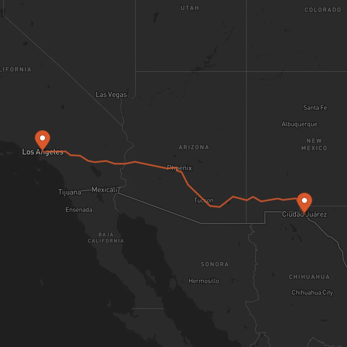 Ruta Ciudad Juárez - Los Angeles