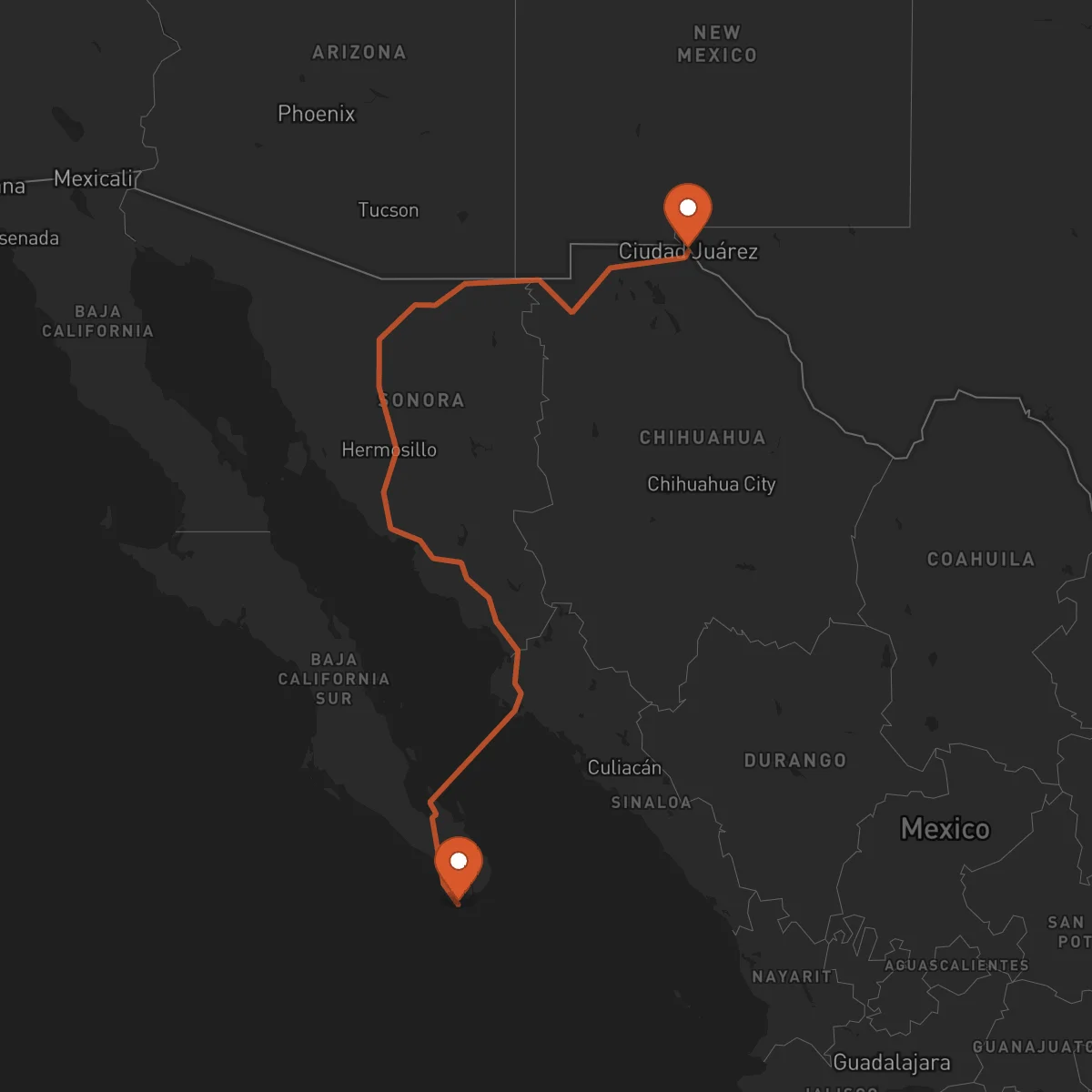 Ruta Ciudad Juárez - Los Cabos