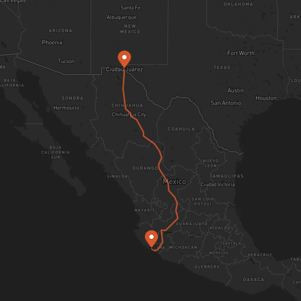 Ruta Ciudad Juárez - Manzanillo