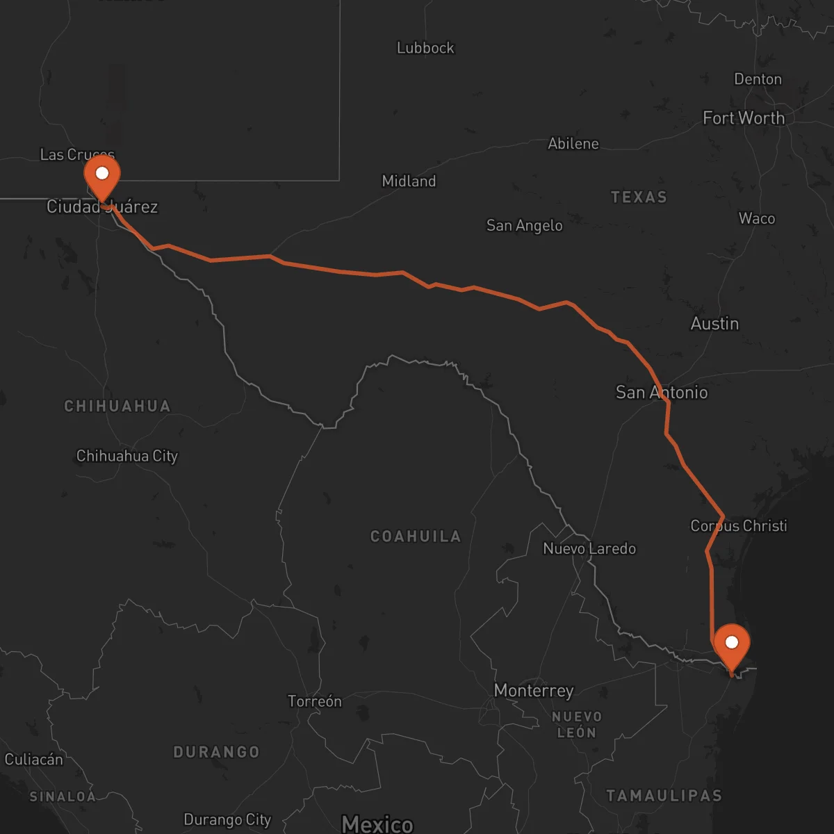 Ruta Ciudad Juárez - Matamoros