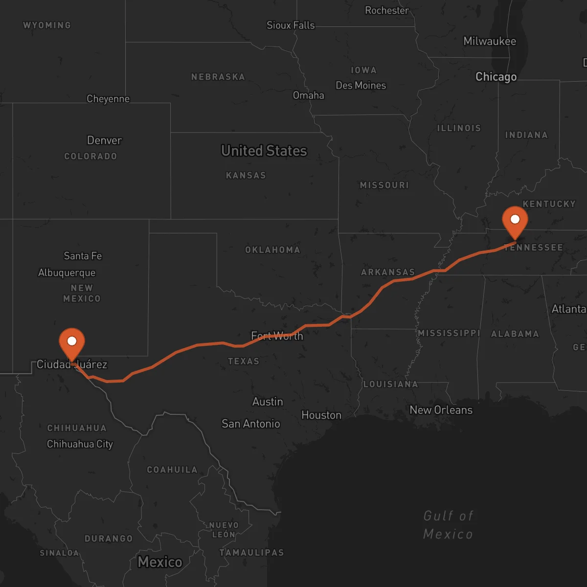 Ruta Ciudad Juárez - Nashville