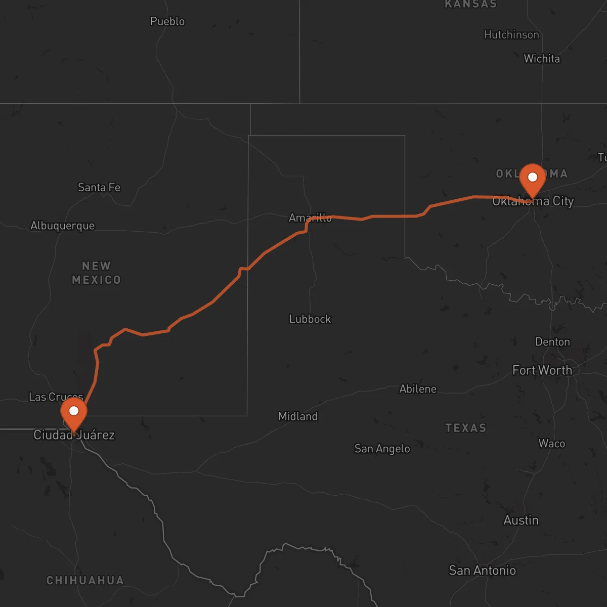 Ruta Oklahoma City - Ciudad Juárez