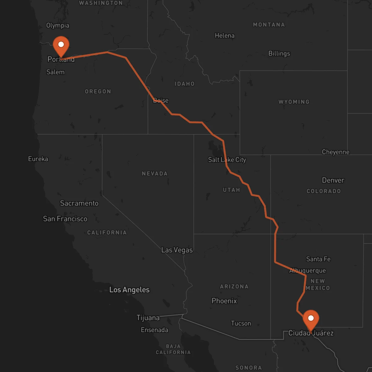 Ruta Ciudad Juárez - Portland