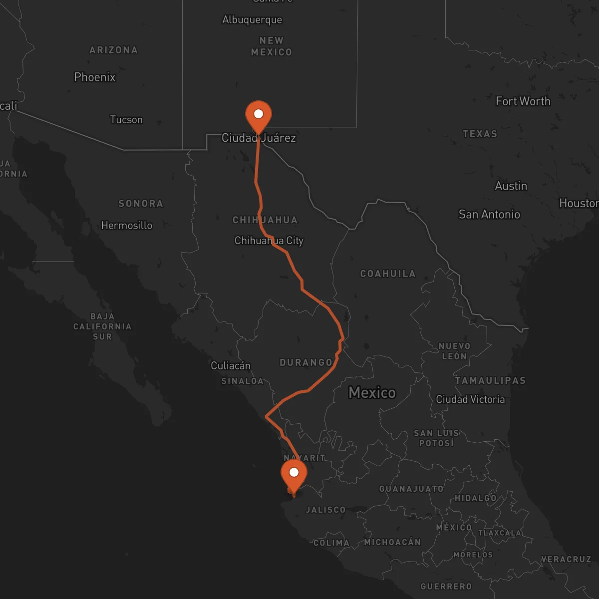 Ruta Ciudad Juárez - Puerto Vallarta