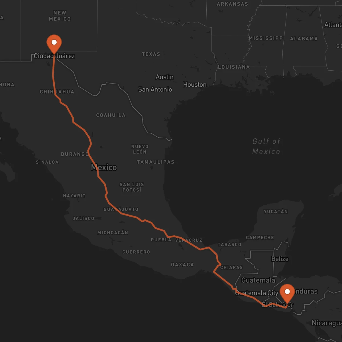 Ruta Ciudad Juárez - San Francisco Gotera