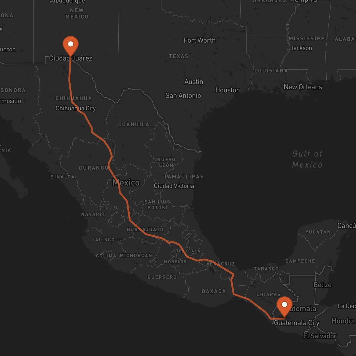 Ruta Ciudad Juárez - Totonicapán