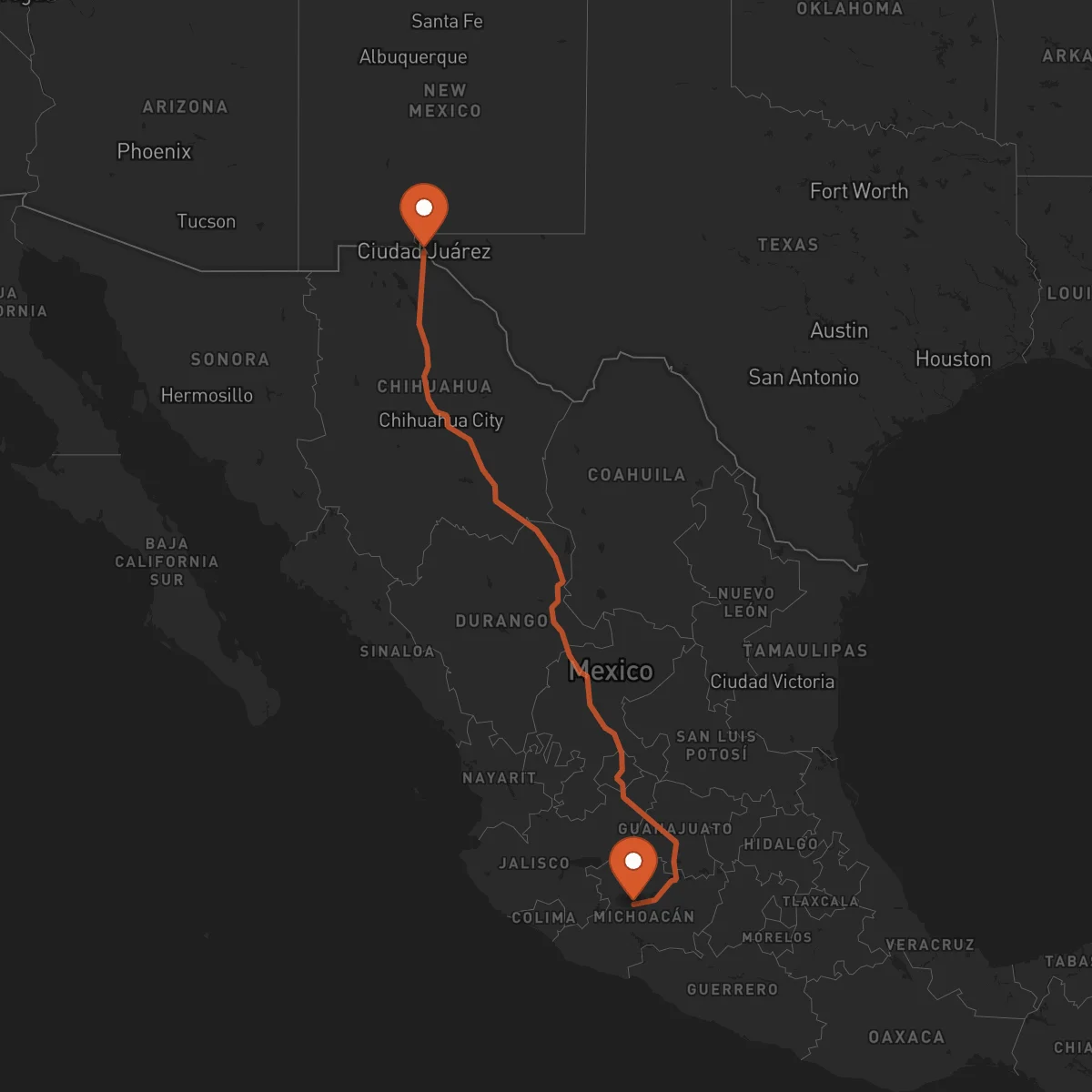 Ruta Uruapan - Ciudad Juárez