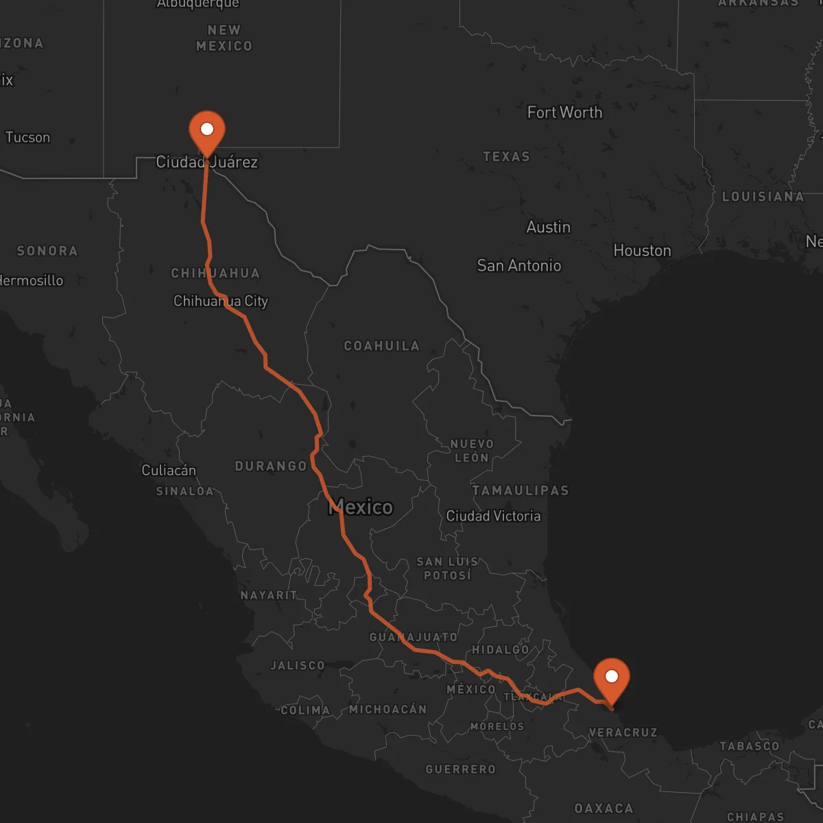 Ruta Veracruz - Ciudad Juárez