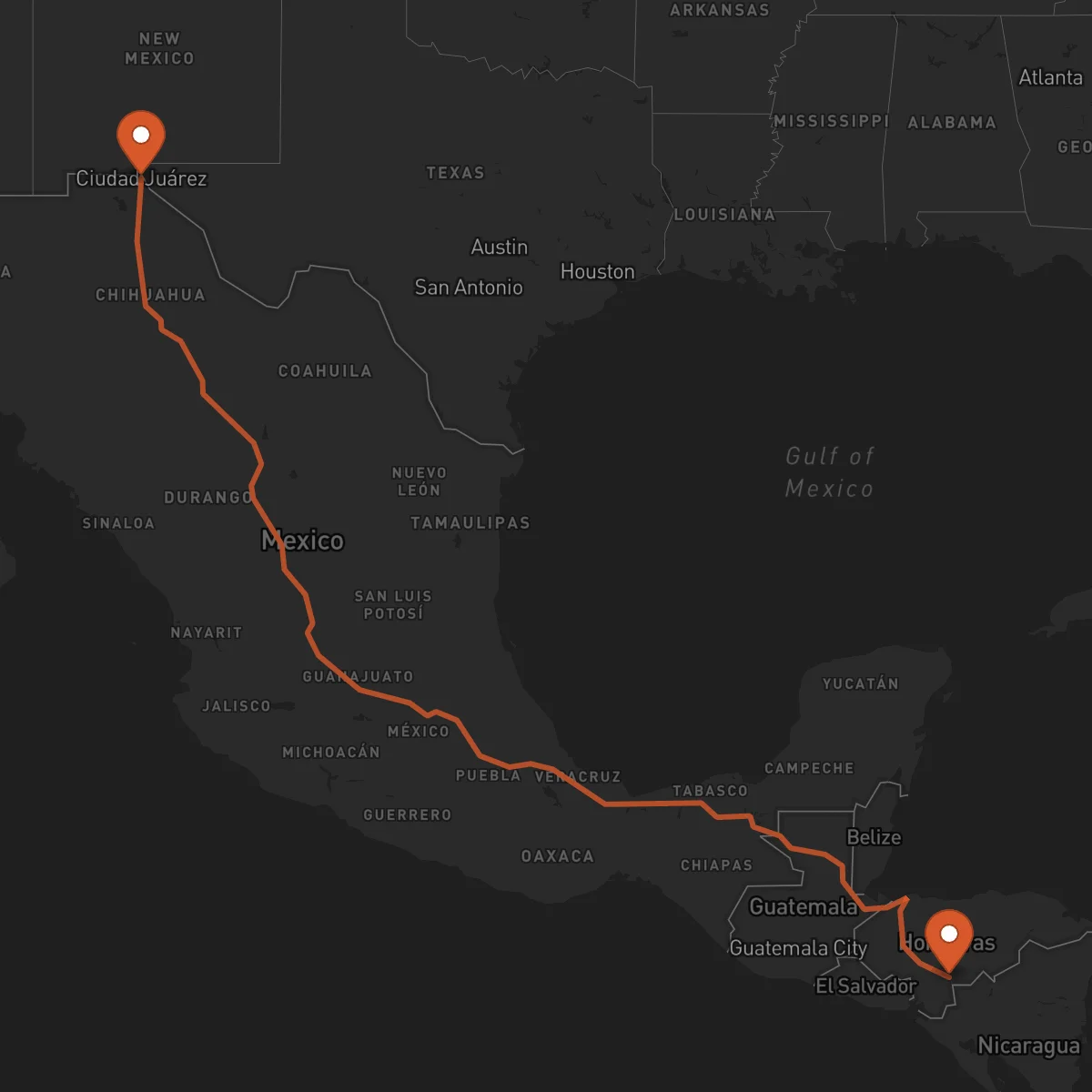 Ruta Ciudad Juárez - Yuscarán