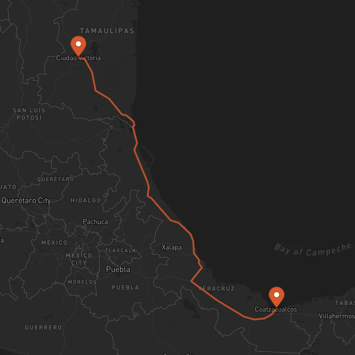 Ruta Ciudad Victoria - Coatzacoalcos