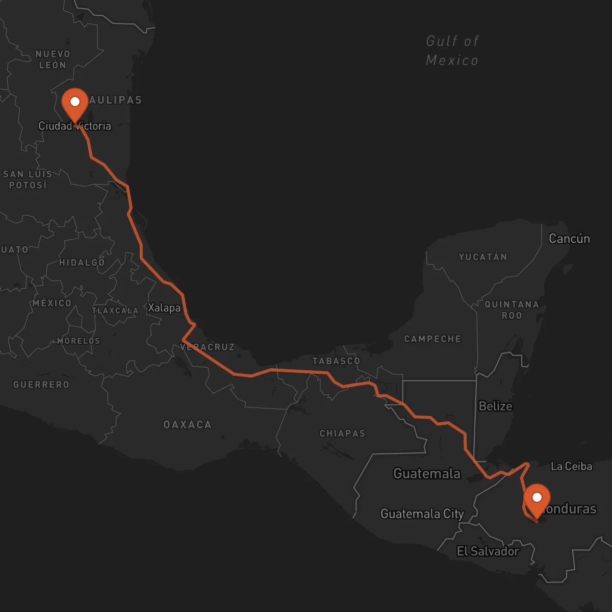 Ruta Ciudad Victoria - Comayagua