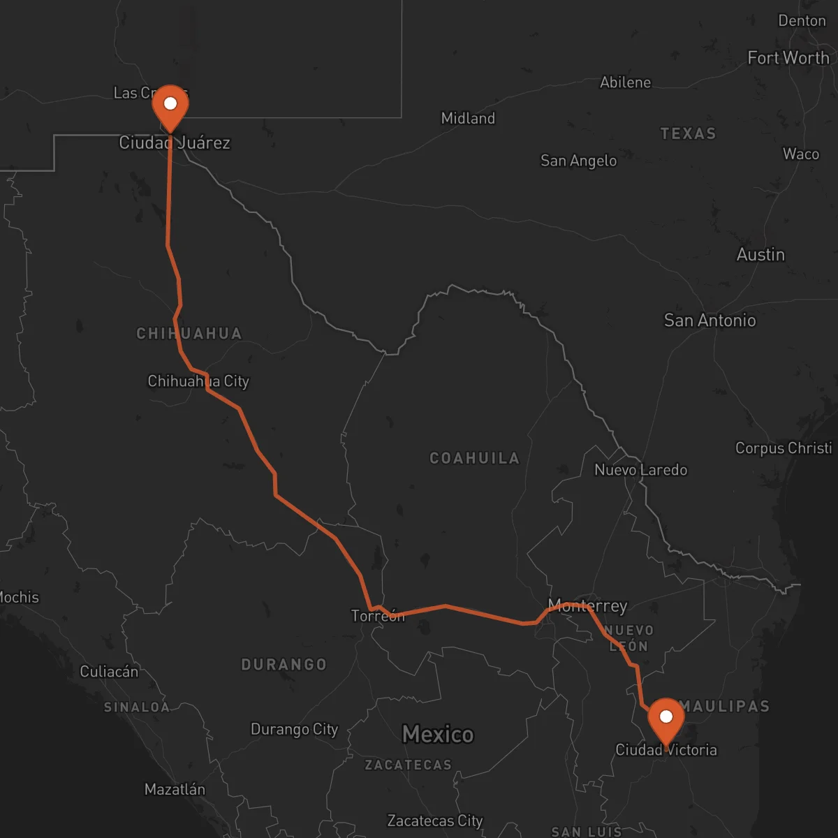 Ruta Ciudad Victoria - El Paso