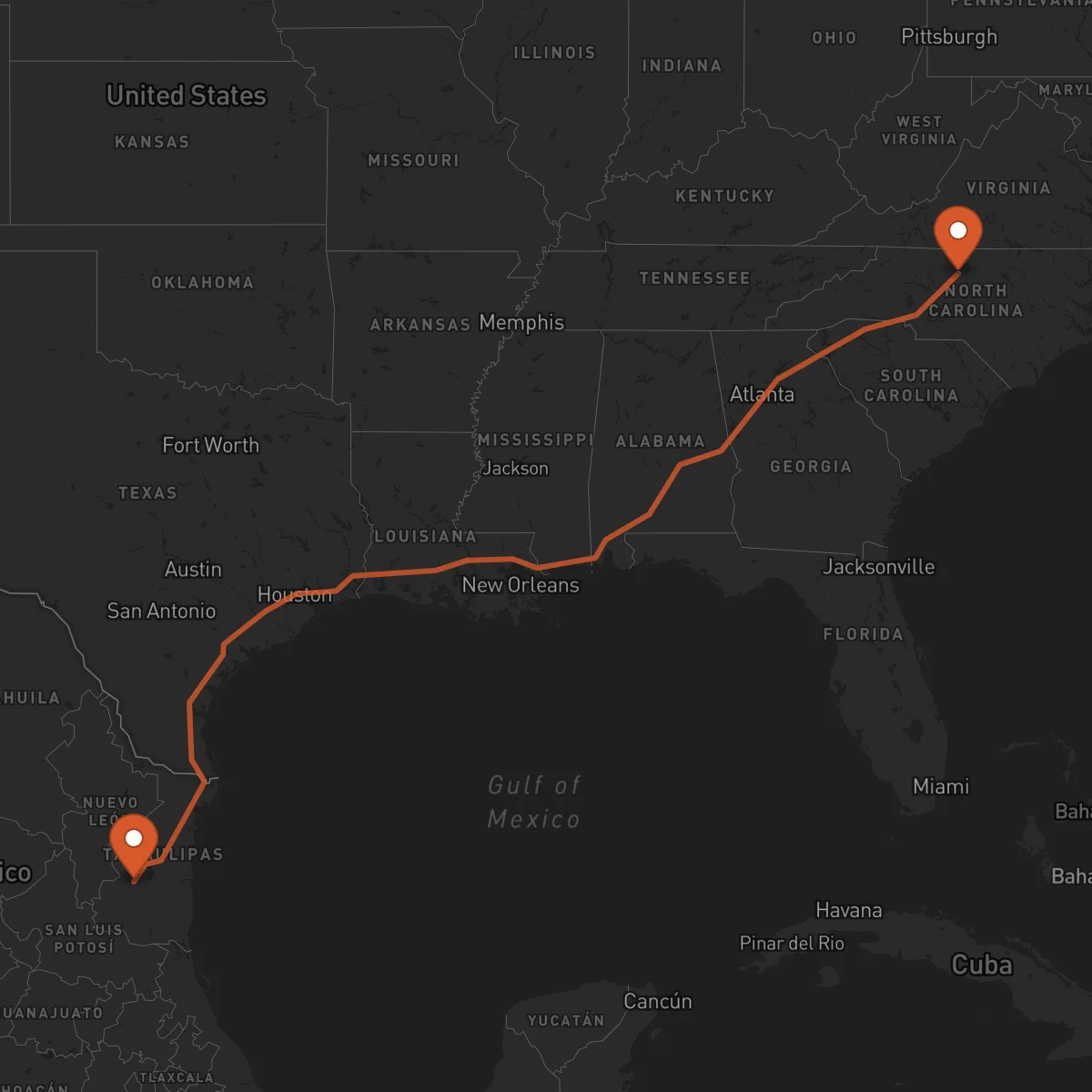 Ruta Greensboro - Ciudad Victoria