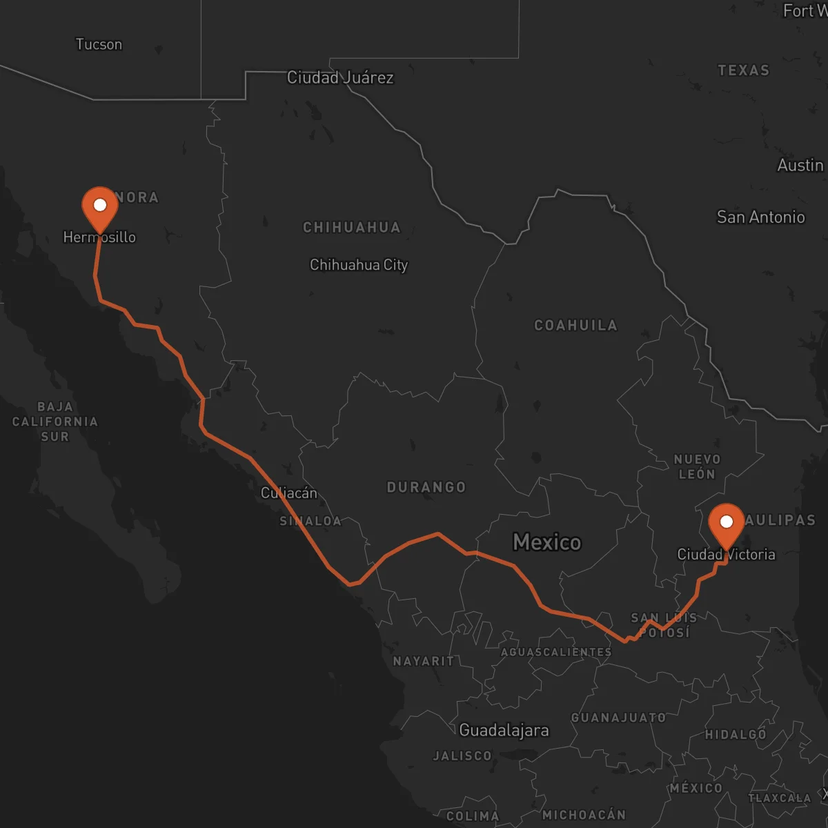 Ruta Ciudad Victoria - Hermosillo