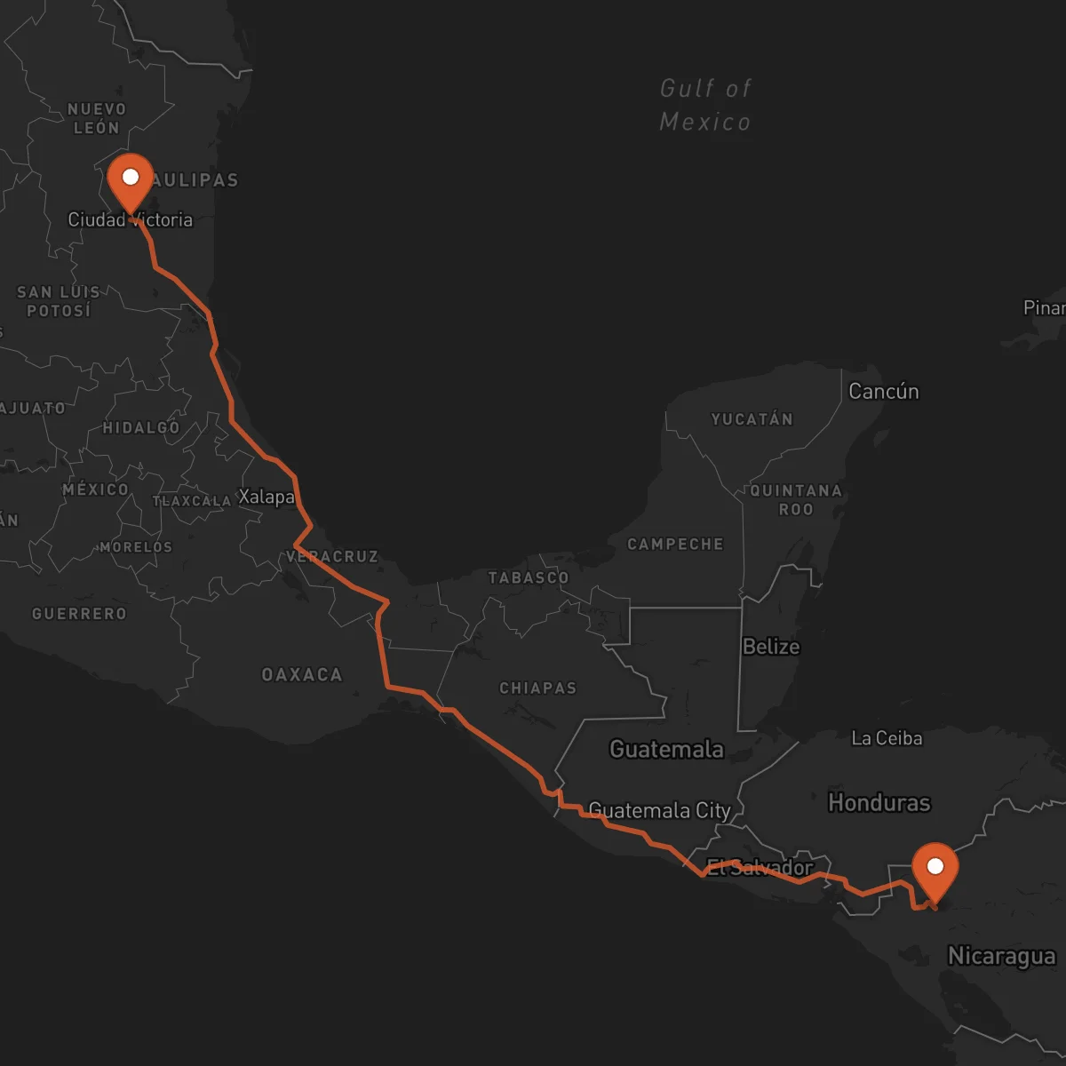 Ruta Ciudad Victoria - Jinotega