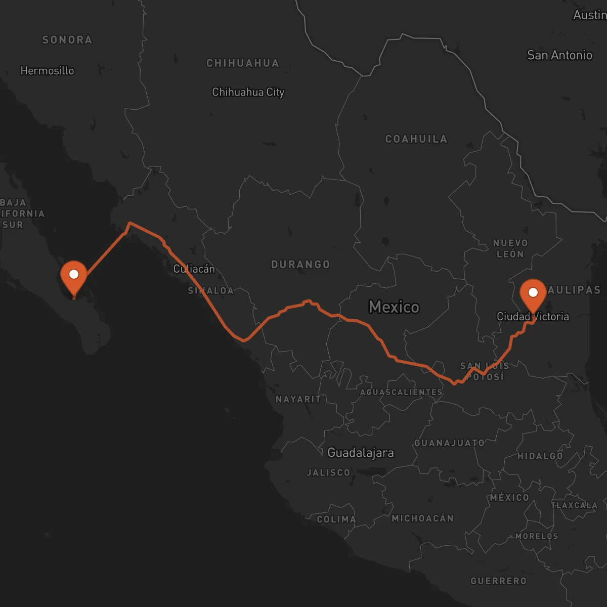 Ruta Ciudad Victoria - La Paz