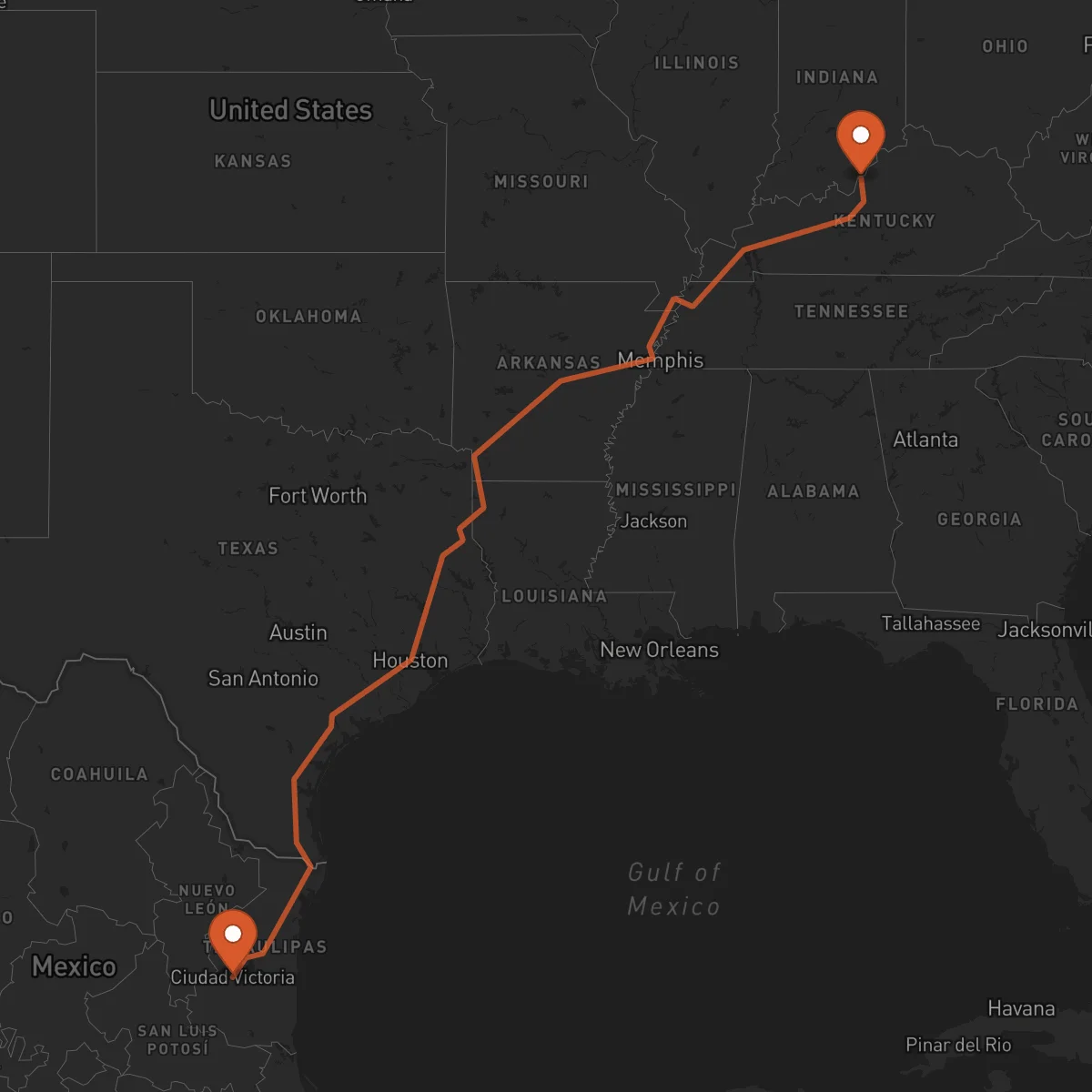 Ruta Ciudad Victoria - Louisville