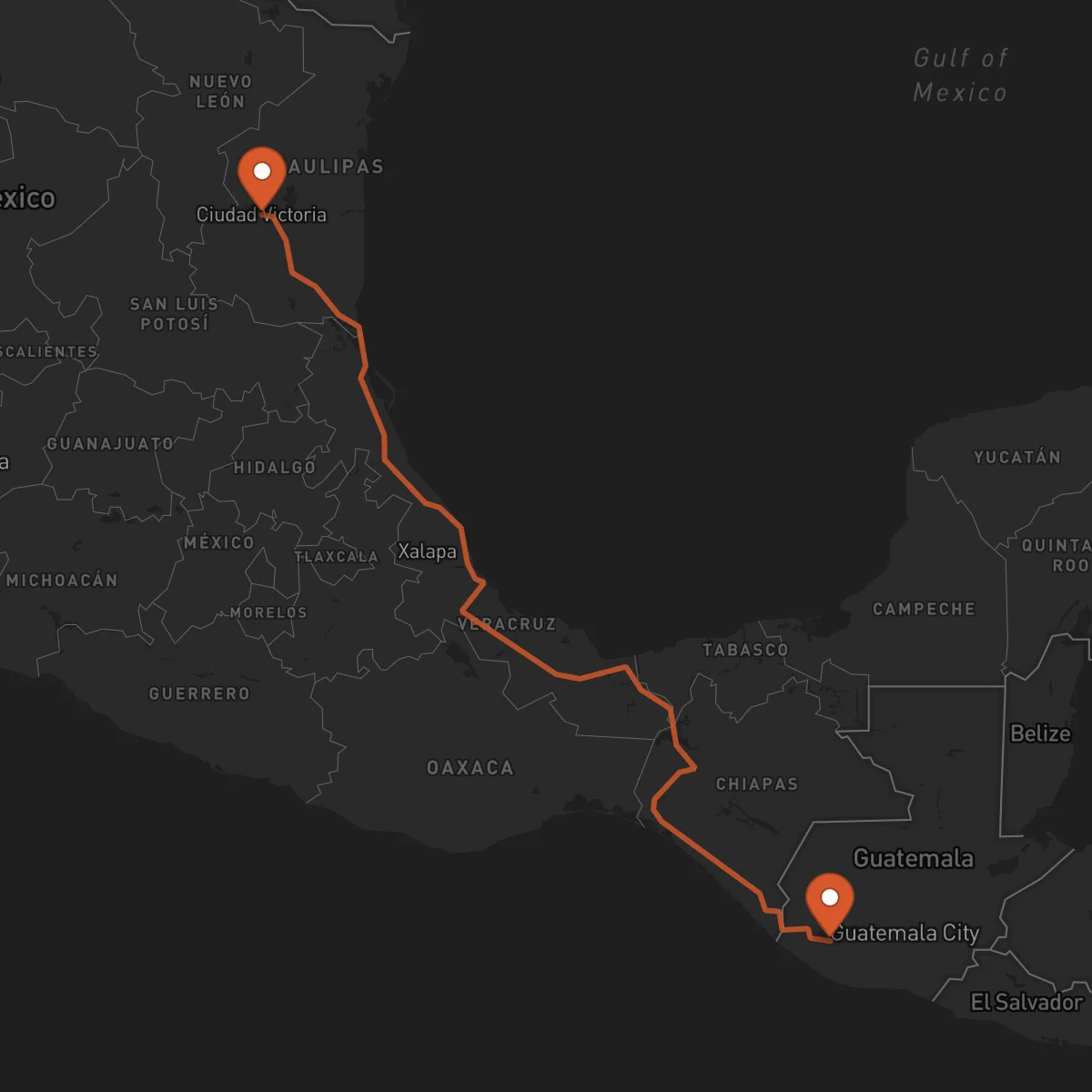 Ruta Ciudad Victoria - Mazatenango