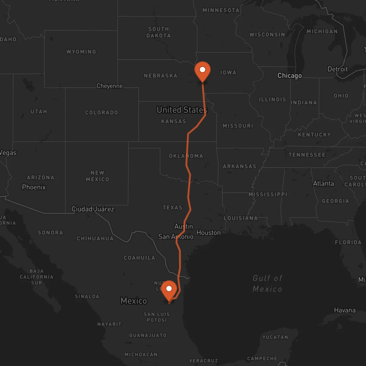 Ruta Ciudad Victoria - Omaha