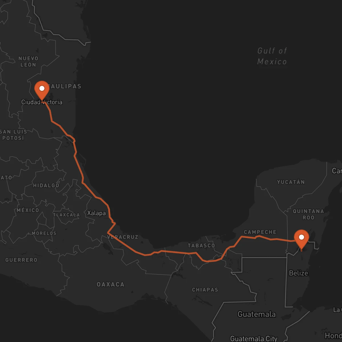 Ruta Ciudad Victoria - Orange Walk Town