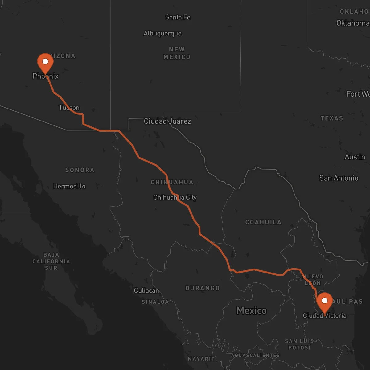 Ruta Ciudad Victoria - Phoenix