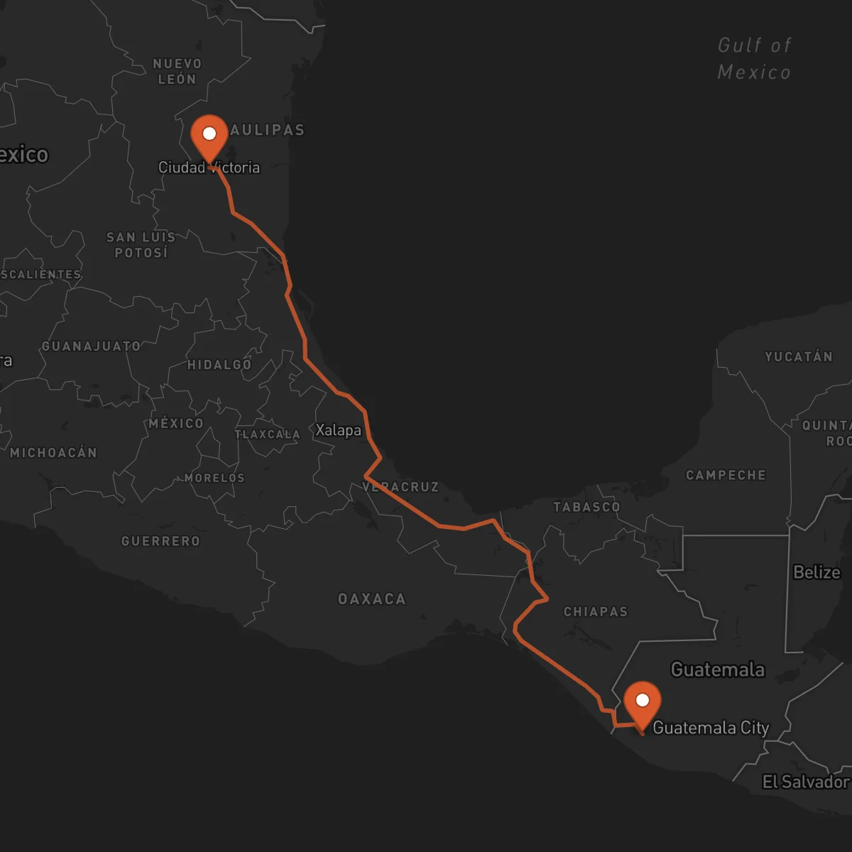Ruta Ciudad Victoria - Retalhuleu