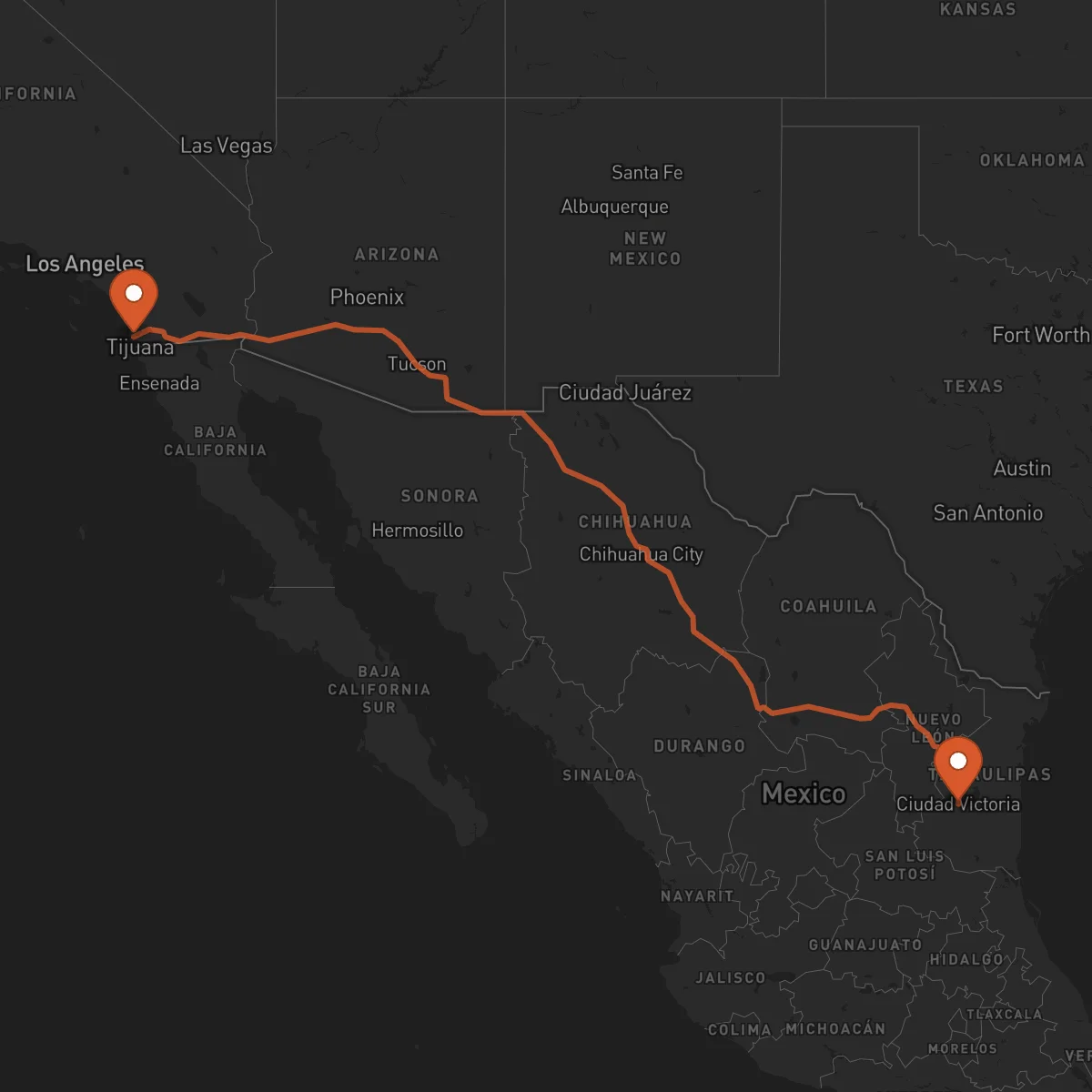 Ruta Ciudad Victoria - San Diego