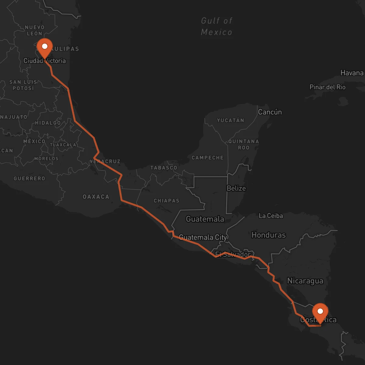 Ruta Ciudad Victoria - San José