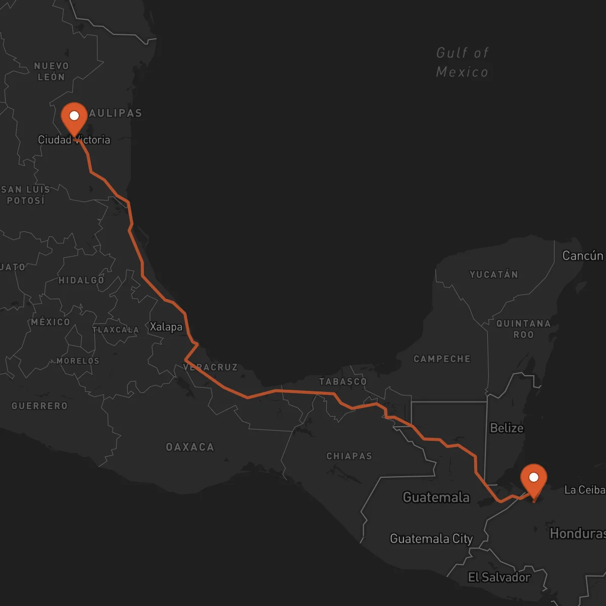 Ruta Ciudad Victoria - San Pedro Sula