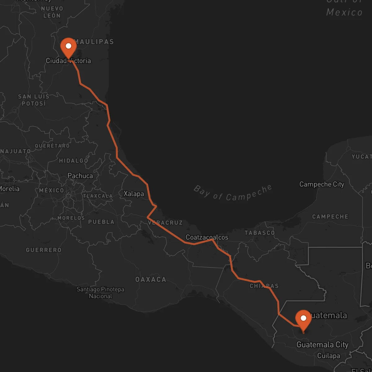 Ruta Santa Cruz del Quiché - Ciudad Victoria