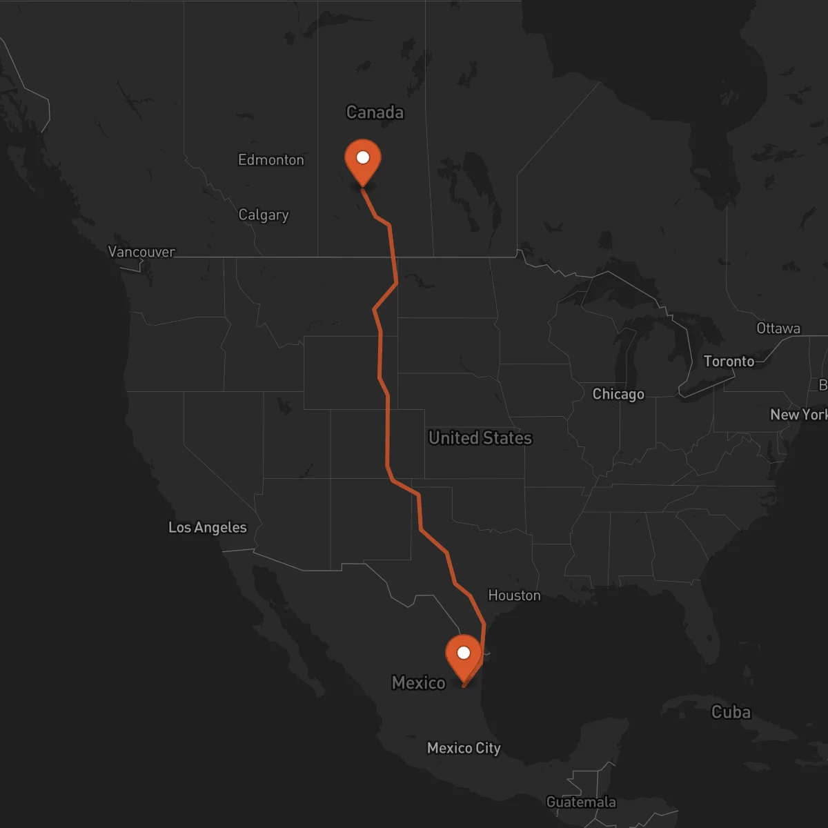 Ruta Saskatoon - Ciudad Victoria