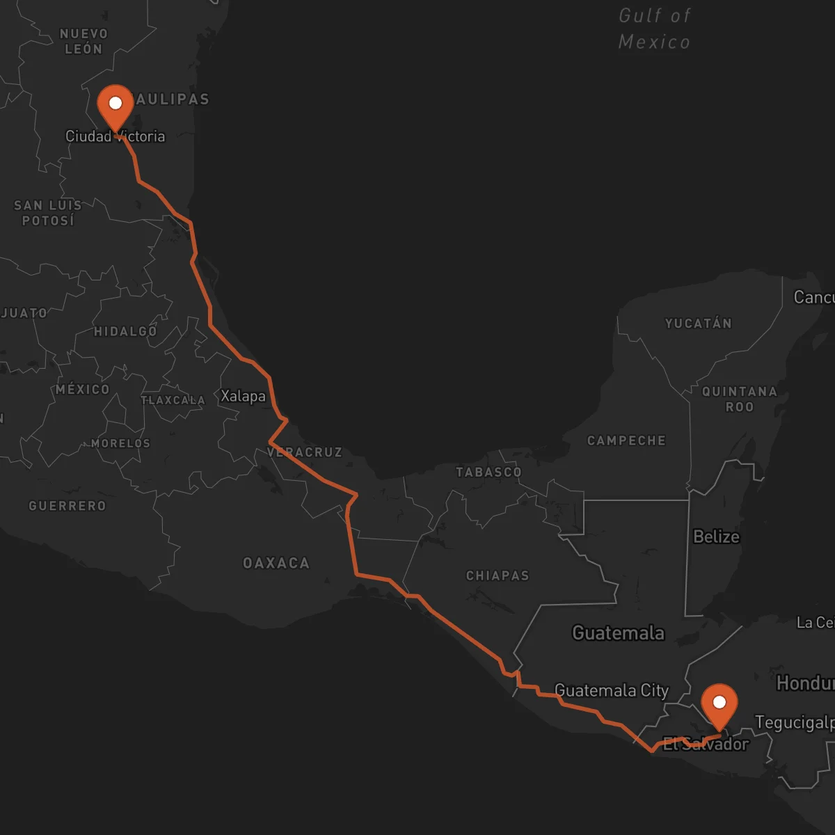 Ruta Ciudad Victoria - Sensuntepeque