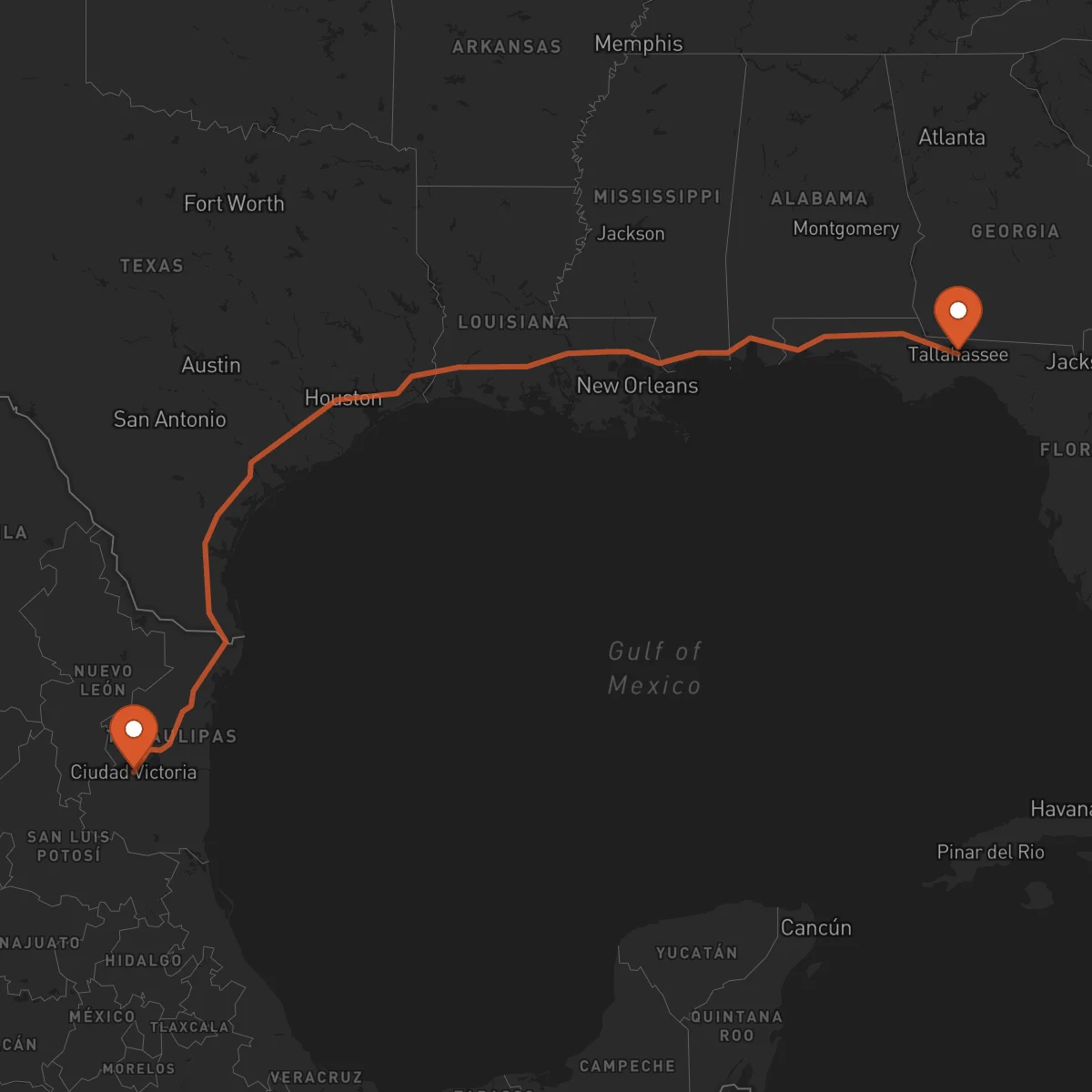 Ruta Tallahassee - Ciudad Victoria