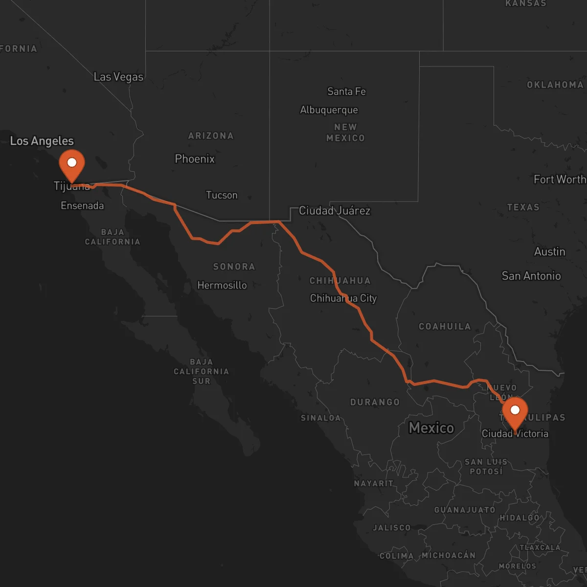 Ruta Ciudad Victoria - Tijuana