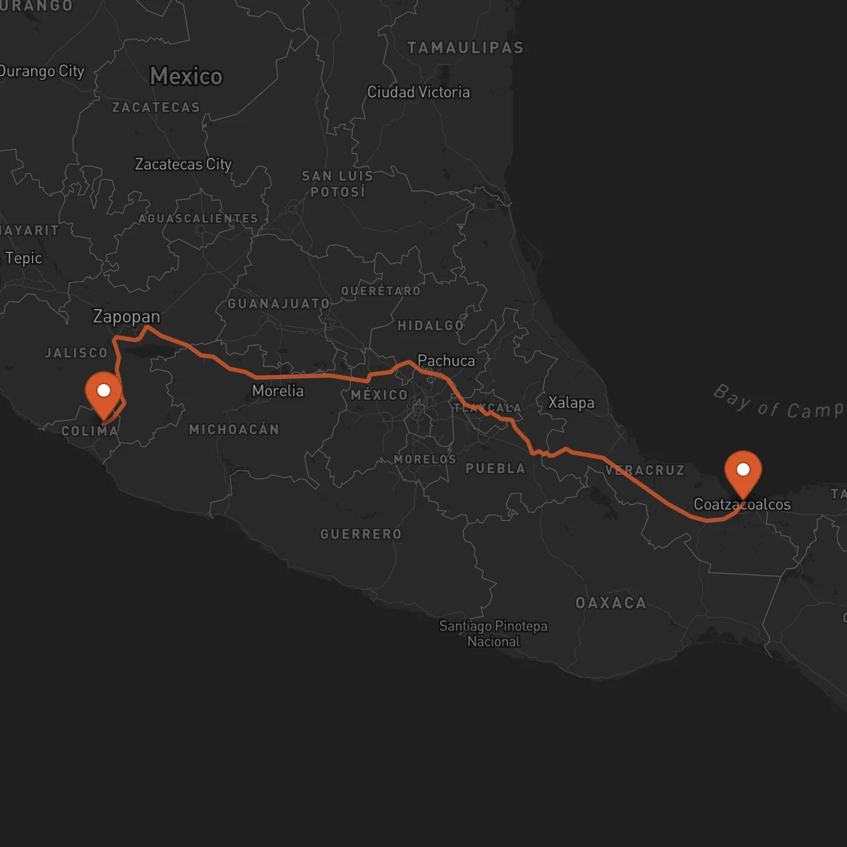 Ruta Coatzacoalcos - Colima