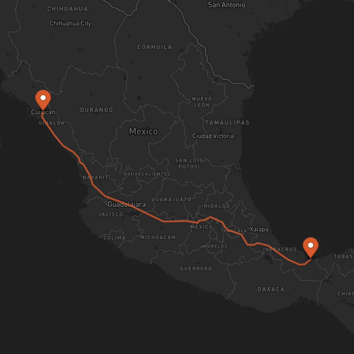 Ruta Coatzacoalcos - Culiacán Rosales