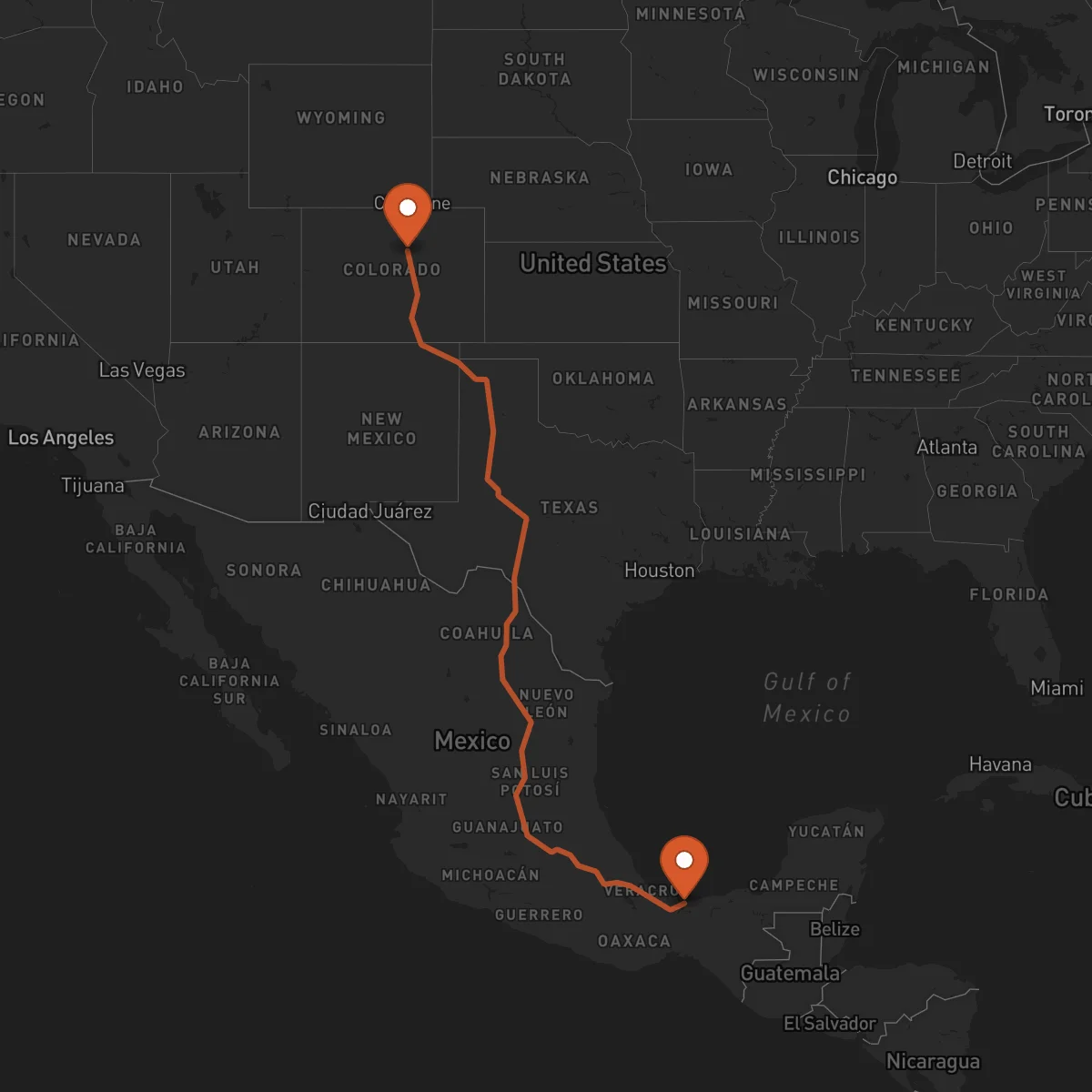 Ruta Denver - Coatzacoalcos