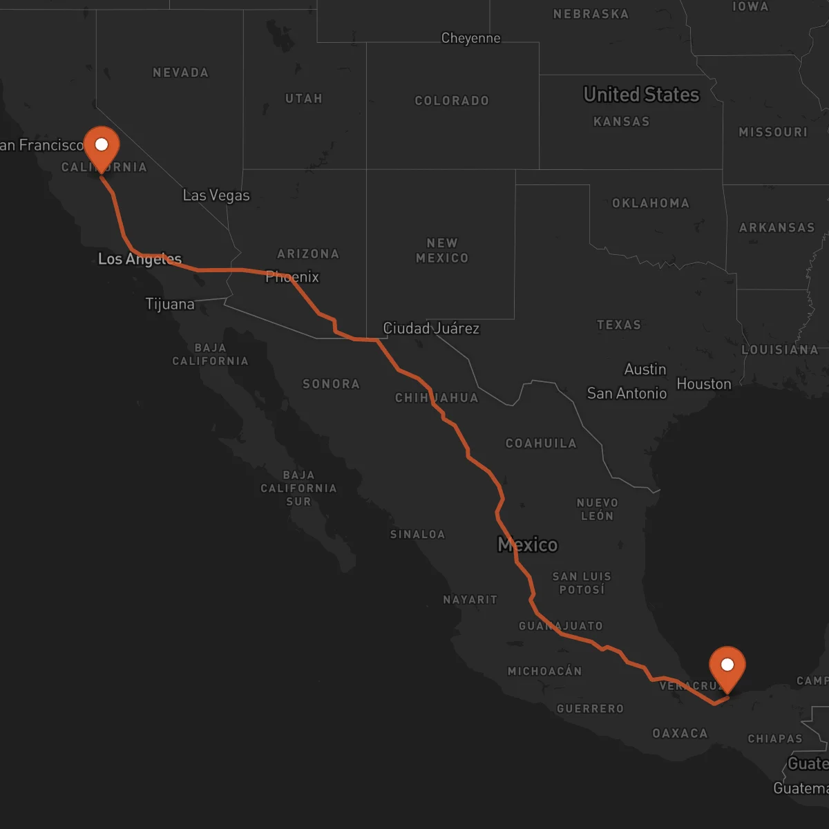 Ruta Fresno - Coatzacoalcos