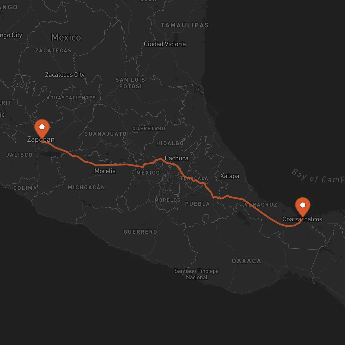 Ruta Guadalajara - Coatzacoalcos
