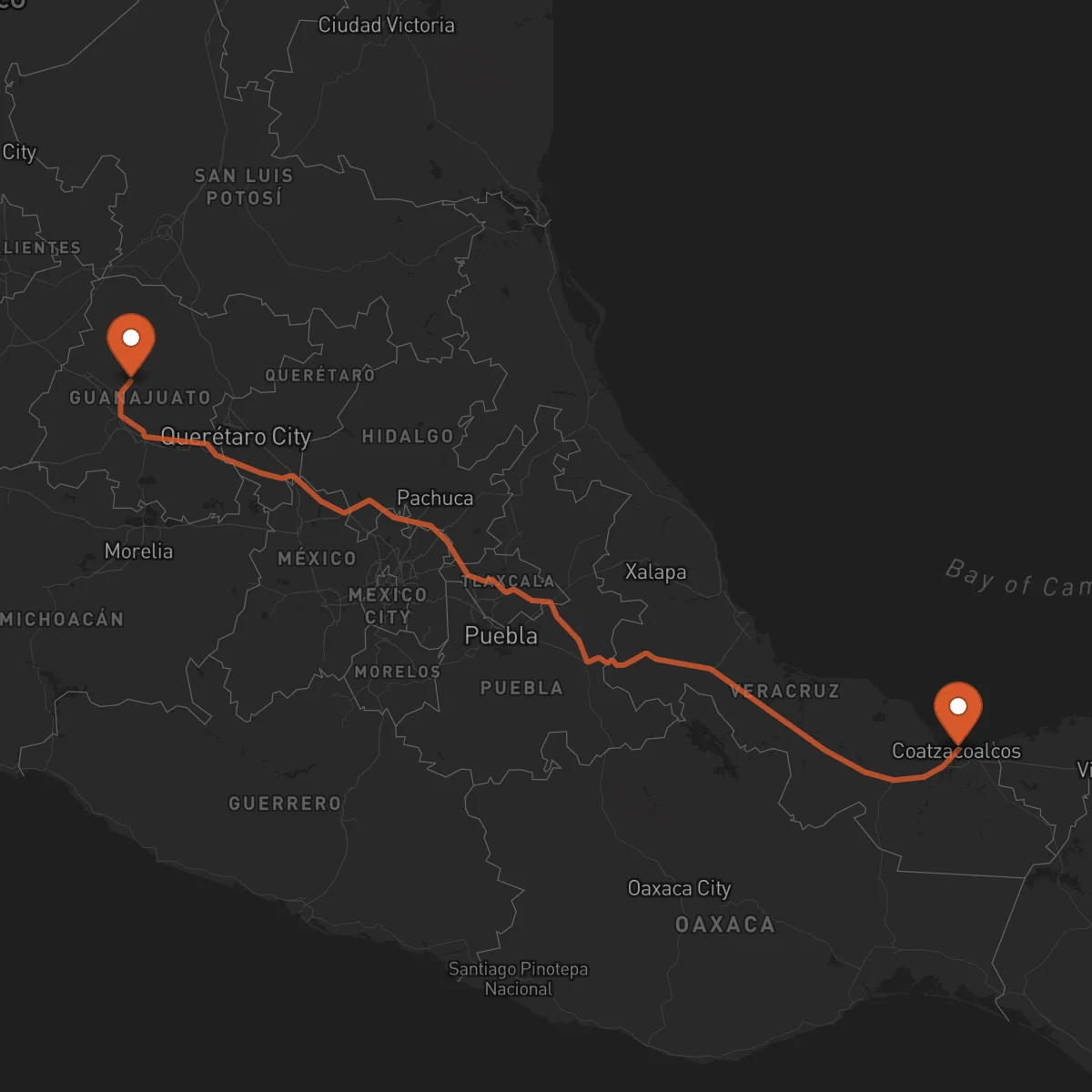 Ruta Guanajuato - Coatzacoalcos