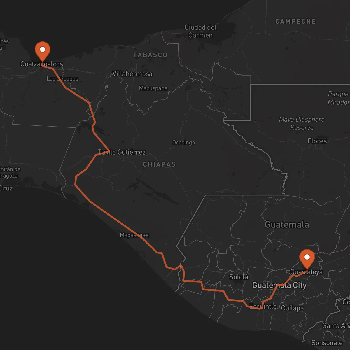 Ruta Guastatoya - Coatzacoalcos