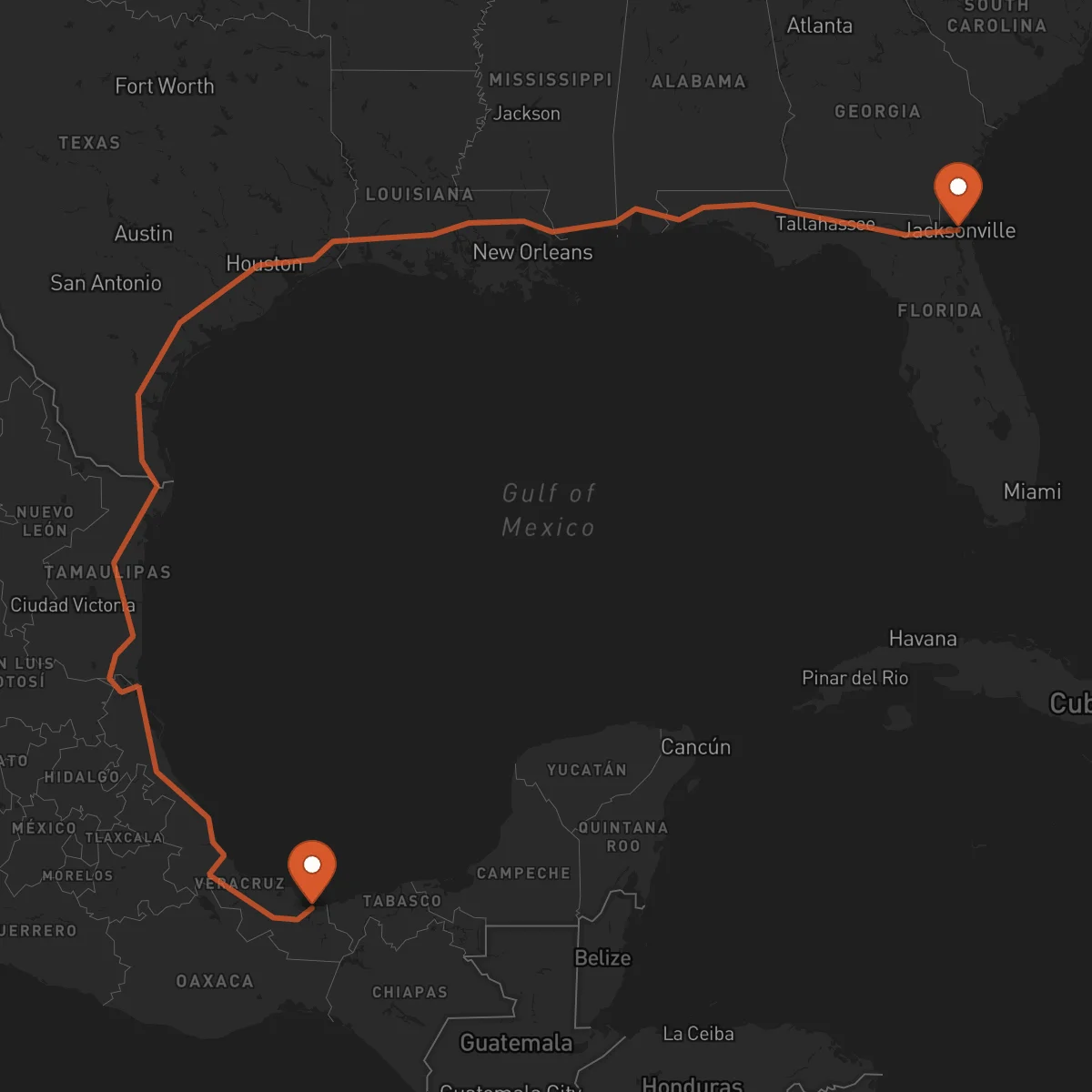 Ruta Jacksonville - Coatzacoalcos