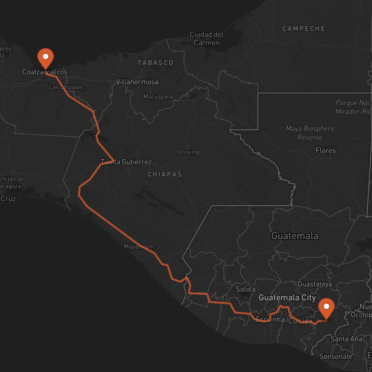Ruta Jutiapa - Coatzacoalcos