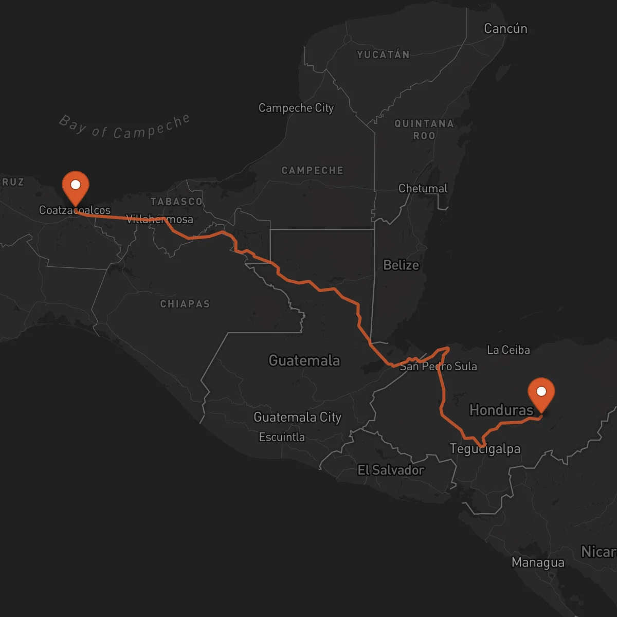 Ruta Coatzacoalcos - Juticalpa