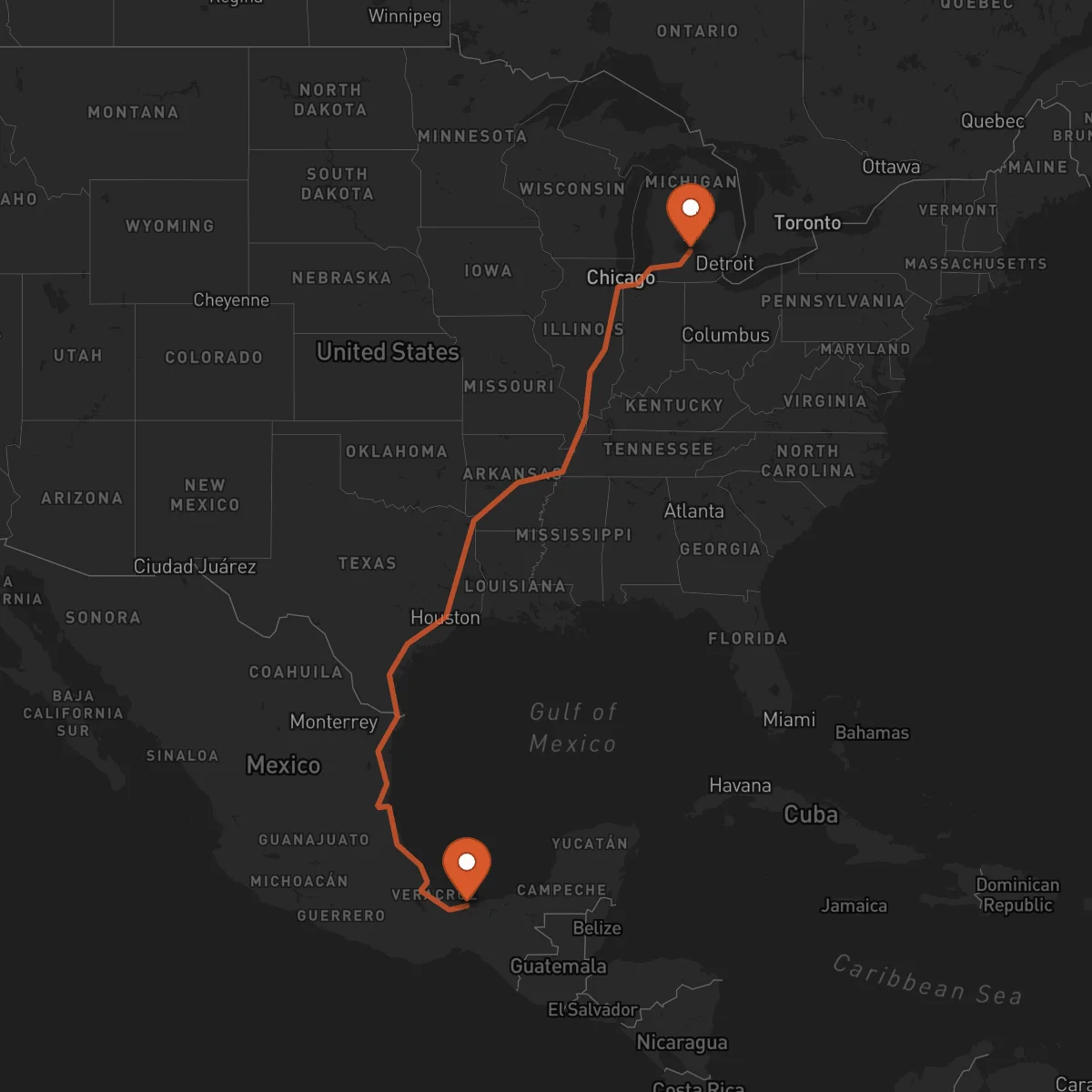 Ruta Lansing - Coatzacoalcos