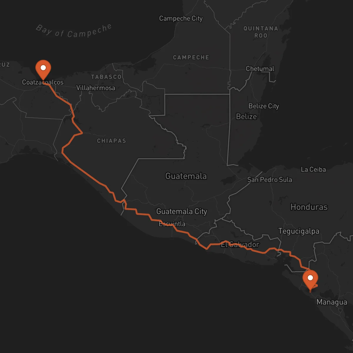 Ruta Coatzacoalcos - León