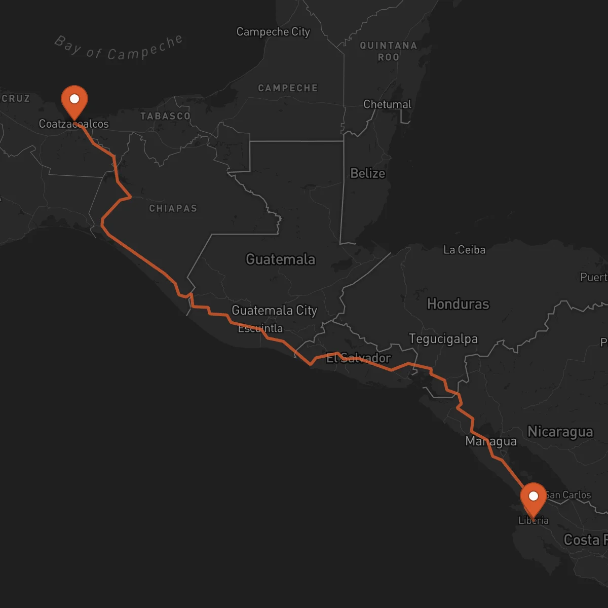 Ruta Coatzacoalcos - Liberia