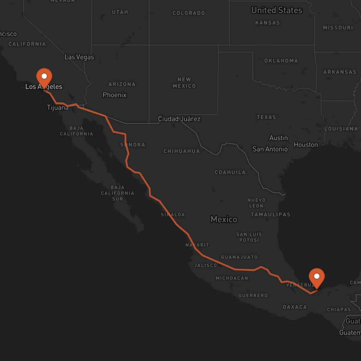 Ruta Long Beach - Coatzacoalcos