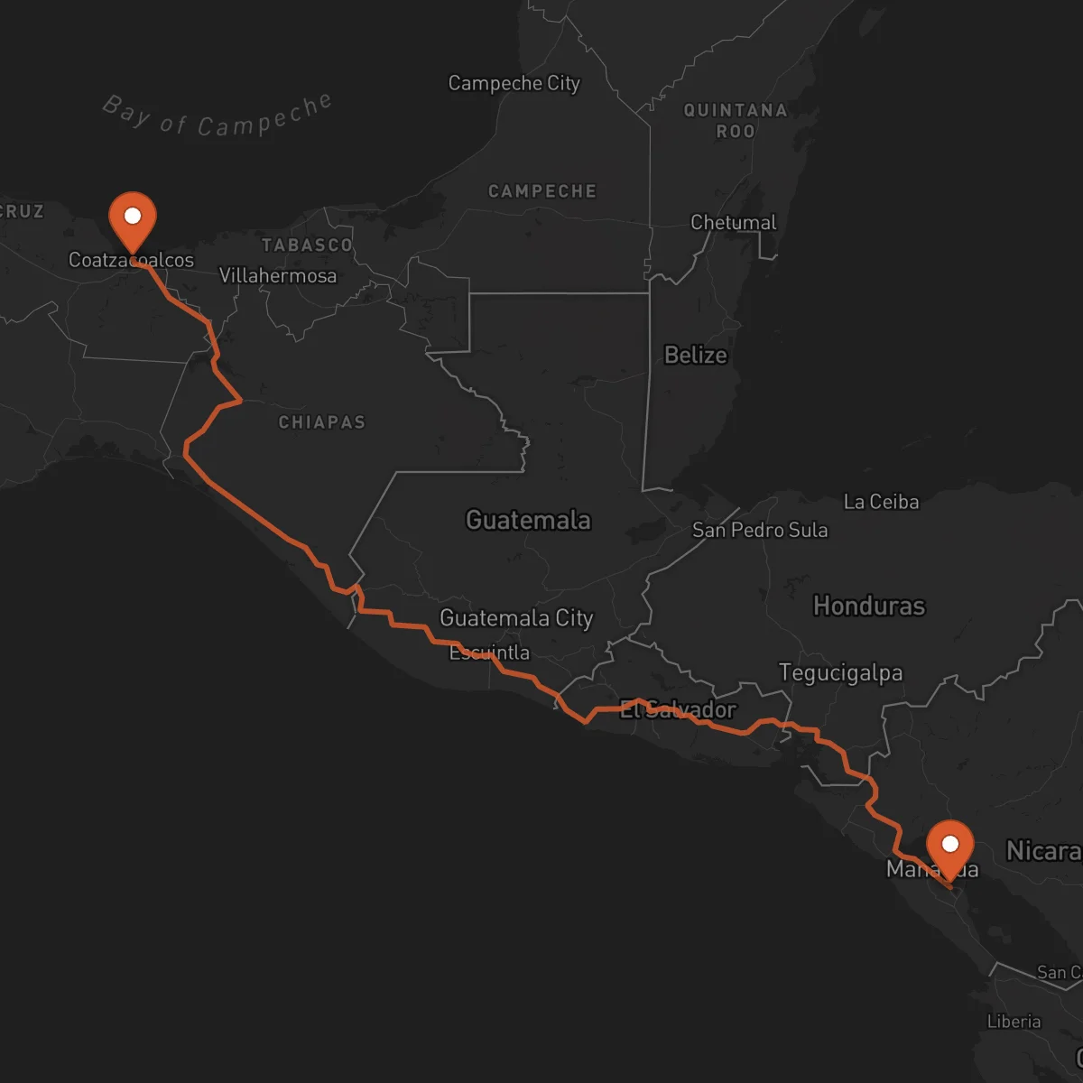 Ruta Masaya - Coatzacoalcos